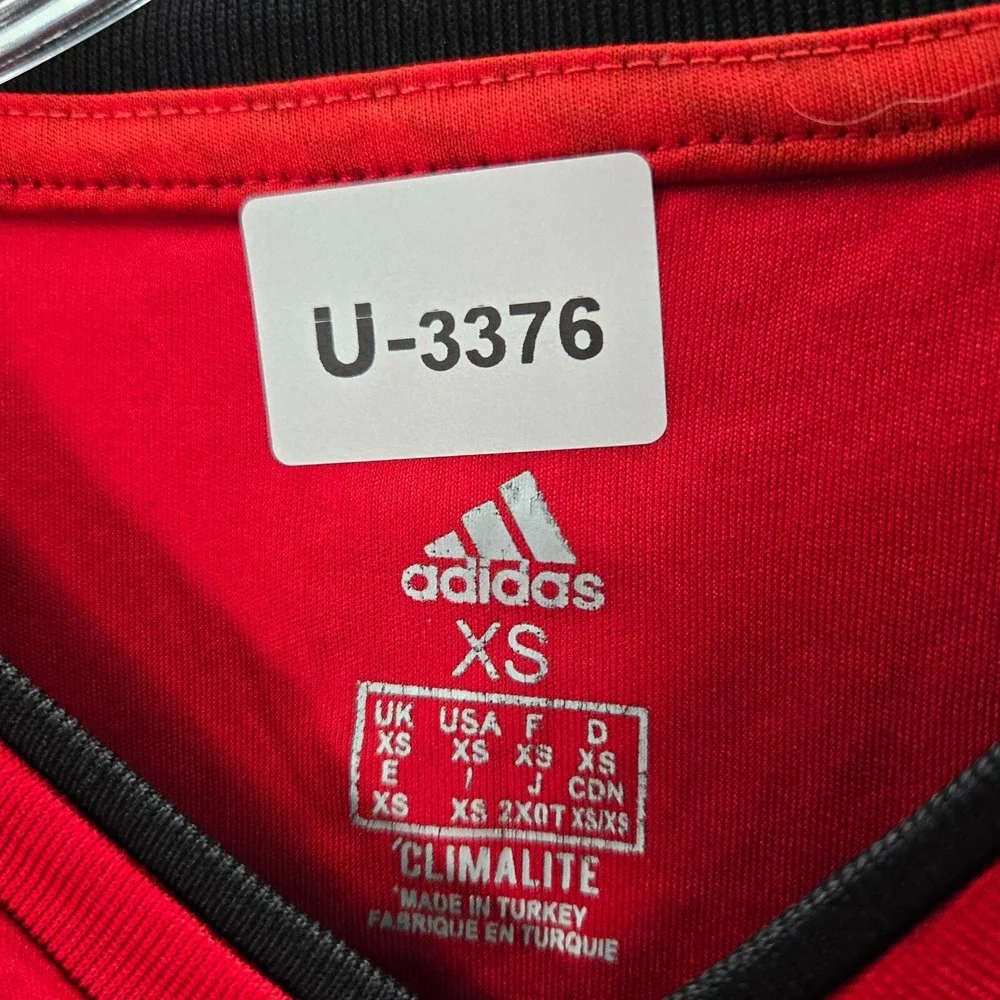 Manchester United Men Activewear Shirt XS Red Striped Adidas Lukaku 9 Climachill